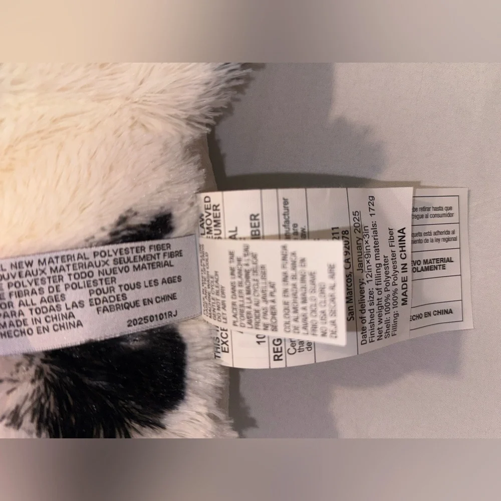 Pillow Pets NWT Plush Cow Pillow Soft Kids Accessory - Black & White
